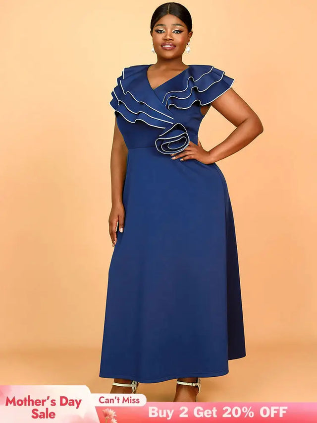AOMEIDRESS Work Party Dress Grace Formal Dresses for Wedding Guests Navy / 0XL
