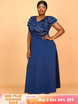 AOMEIDRESS Work Party Dress Grace Formal Dresses for Wedding Guests Navy / 0XL