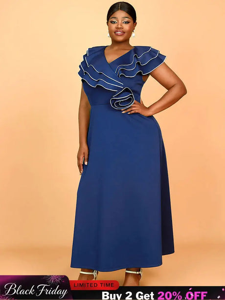 AOMEIDRESS Work Party Dress Grace Formal Dresses for Wedding Guests Navy / 0XL