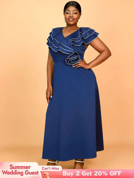 AOMEIDRESS Work Party Dress Grace Formal Dresses for Wedding Guests Navy / 0XL