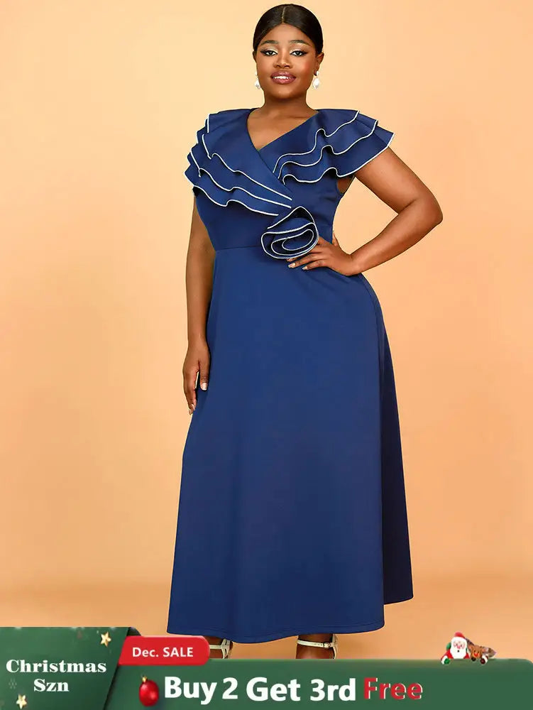 AOMEIDRESS Work Party Dress Grace Formal Dresses for Wedding Guests Navy / 0XL