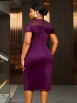 Shiny work party dress with sequin applique and ruffle hem perfect as a formal gown for wedding guest or any elegant evening event.








