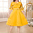 yellow o neck midi dresses for women