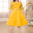 yellow o neck midi dresses for women