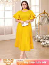 Yellow Halter O Neck dresses for women