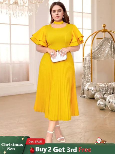 Yellow Halter O Neck dresses for women