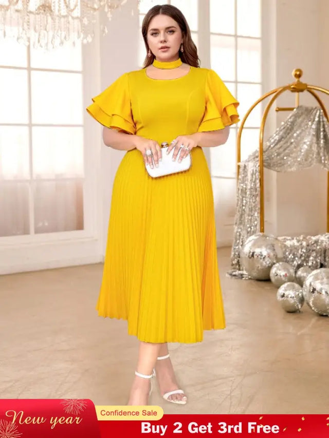 Yellow Halter O Neck dresses for women