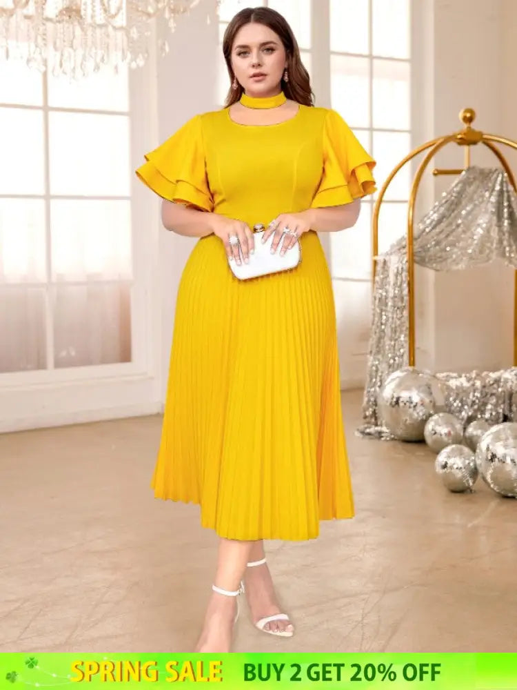Yellow Halter O Neck dresses for women
