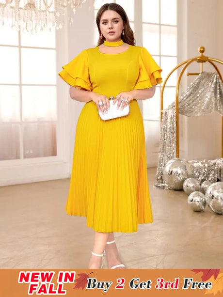Yellow Halter O Neck dresses for women