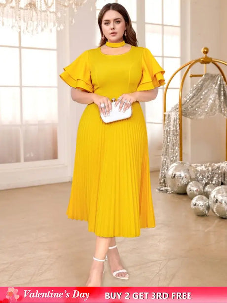 Yellow Halter O Neck dresses for women