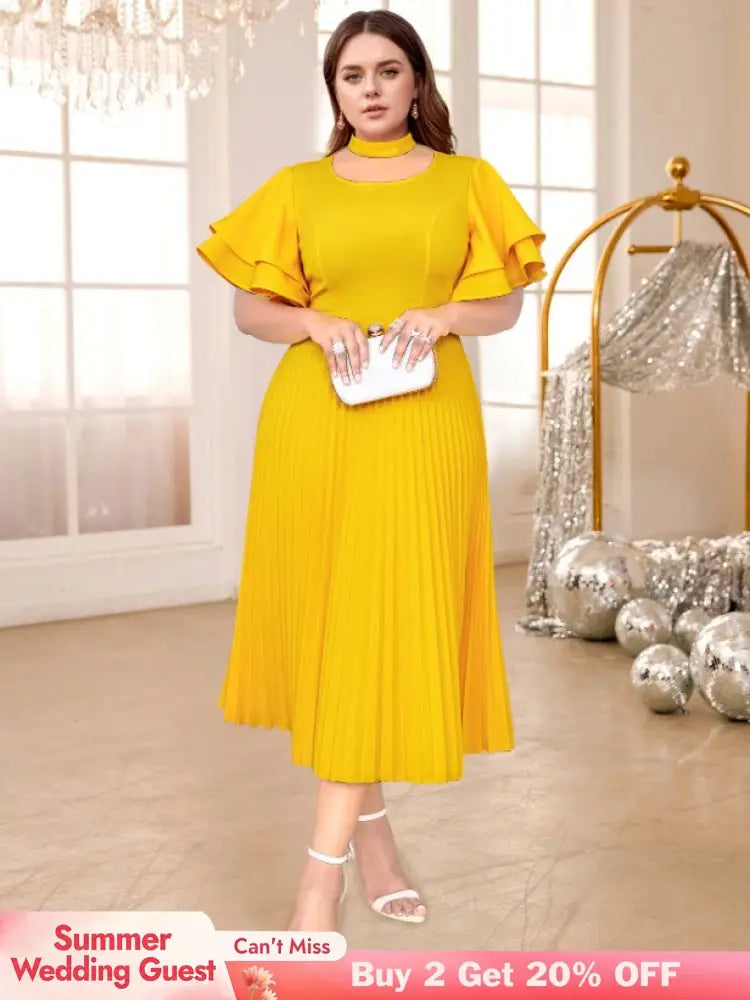 Yellow Halter O Neck dresses for women