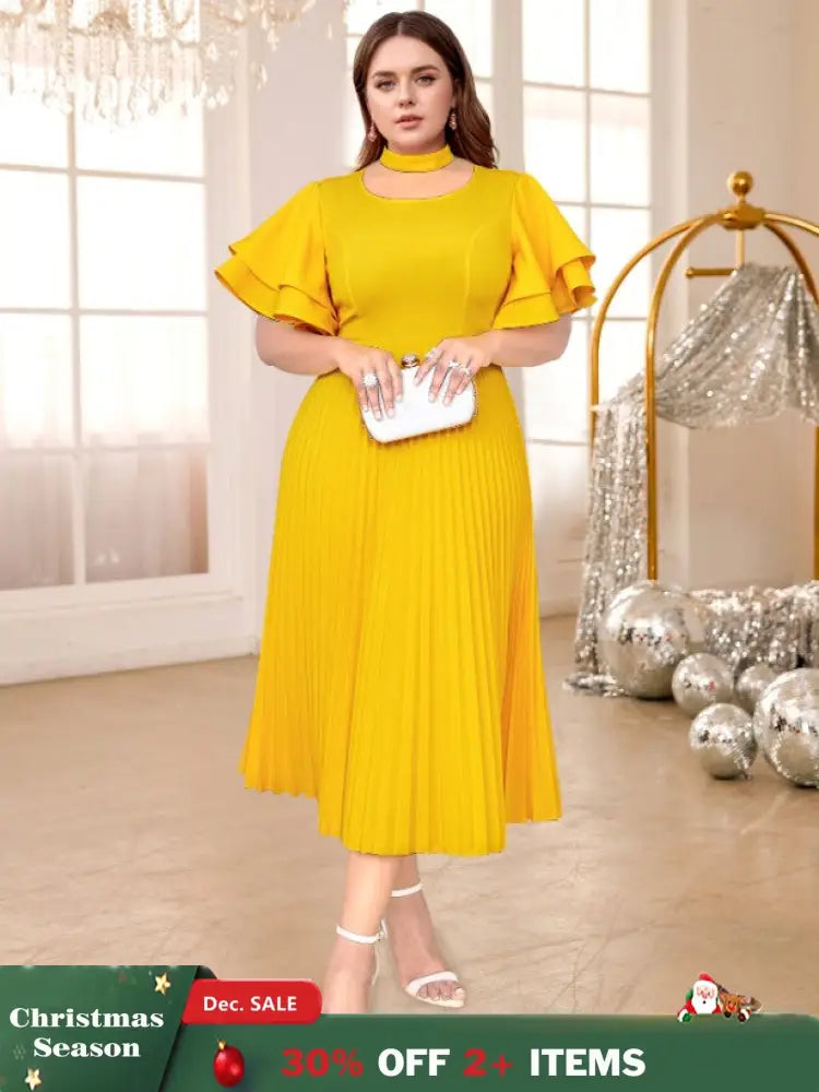 Yellow Halter O Neck dresses for women