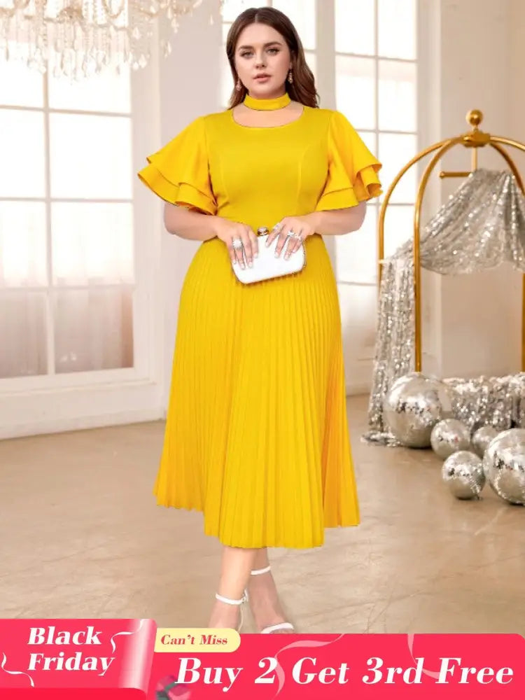 Yellow Halter O Neck dresses for women