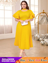 Yellow Halter O Neck dresses for women