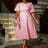 AOMEIDRESS Yellow Jacquard A Line Dresses 3D Flower Short Puff Sleeve
