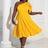 AOMEIDRESS Yellow One Shoulder Ruffle High Waist Pleated A Line Dress Yellow / S