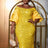 AOMEIDRESS Yellow Sequins Dress Off Shoulder Patchwork Lantern Sleeve Yellow / S