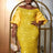 AOMEIDRESS Yellow Sequins Dress Off Shoulder Patchwork Lantern Sleeve Yellow / S