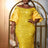 AOMEIDRESS Yellow Sequins Dress Off Shoulder Patchwork Lantern Sleeve Yellow / S
