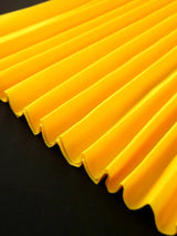 AOMEIDRESS Yellow Wedding Guest Dress Round Neck Pleated A Line