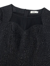 AOMEIDRESS Bodycon Jacquard Fringe Party Dress O Neck Short Sleeve