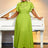 green pleated a line causal  dress for women