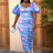 AOMEI African Ladies Puff Sleeve Floral Print Long Party Dress Maxi