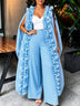 AOMEIDRESS Chic African Two Piece Set Elegant Ruffled Cape Pants