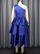 AOMEIDRESS Shiny One Shoulder Ruffle Layered Christmas Party Dresses