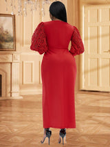 Lace patchwork high waist maxi dress
