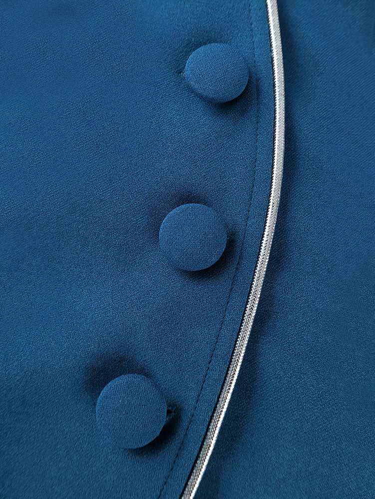 AOMEIDRESS Elegant Women Church Top V Neck Long Sleeves Trim Peplum