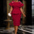 AOMEIDRESS O Neck Dress Bowtie Beading Short Sleeves Peplum Bodycon
