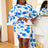AOMEI Mini Dresses Plus Size Polka Dot Flare Sleeve Party Gowns