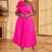 rose big flower one shoulder dress for women plus size pleated dress