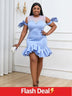 Blue Ruffles Beads Bowtie Party Dress Mini Blue / S dress