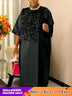 Bubu Kaftan Dress for Church African Women Shiny Sequined Traditional Africa Clothing Black / One Size