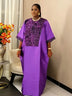 Bubu Kaftan Dress for Church African Women Shiny Sequined Traditional Africa Clothing Purple / One Size