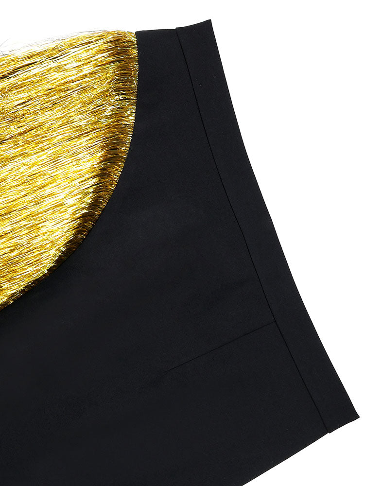 AOMEIDRESS Chic Pencil Skirt Irregular Gold Tassel for Party Office