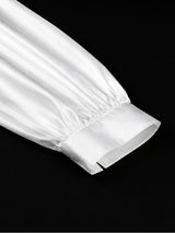 AOMEIDRESS Elegant Women Shirt Dress Short Sleeve Satin Spliced Lace
