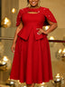 AOMEIDRESS Women Two Piece Set Beaded Cape Peplum A Line Tank Dress