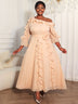 Elegant A Line Off-shoulder Chiffon Pleated Dress Ruffles 3D Flowers