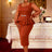 AOMEIDRESS Wedding Guest Package Hip Dress Peplum Belt Church Outfit BrickRed / S