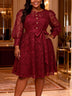 AOMEIDRESS A Line Lace Dress O Neck Buttons Belt Church Party Gowns
