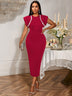 AOMEIDRESS Bodycon Sequins Dress for Wedding Guest Party Christmas DarkRed / S