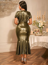 AOMEIDRESS Metallic Dress for Women Formal Occasional Shiny Dress