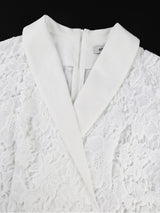 AOMEIDRESS Chic Lace Fishtail Dress Notched Lapel Short Sleeve Belted