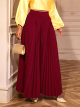 AOMEIDRESS Stylish Wine Pleated Split Wide Leg Pants Casual Wear