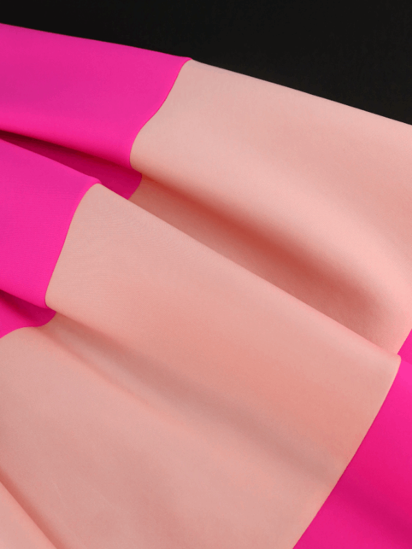 AOMEI Asymmetrical Collar Pink Dress A Line Midi