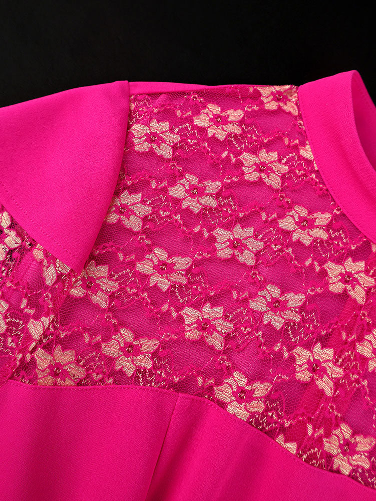 AOMEIDRESS Elegant A Line Pleated Dress Lace Long Sleeves Party Wear