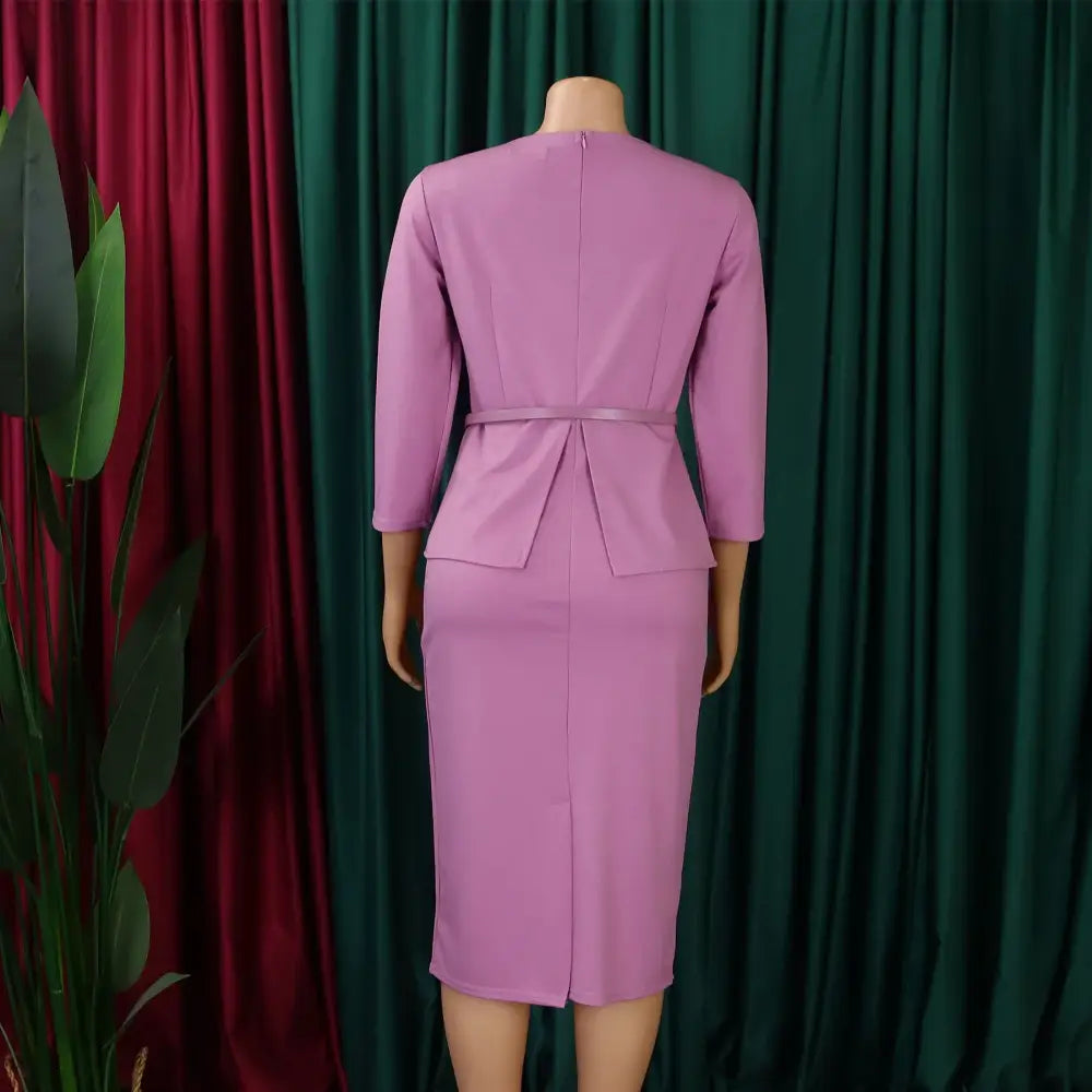 Church Dresses for Women Elegant Bodycon Dress Peplum 3/4 Sleeves Irregular Collar